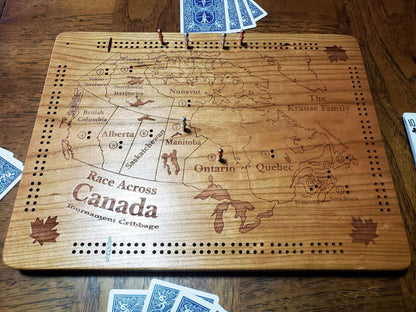 Race Across Canada Tournament Cribbage Board