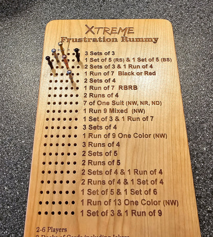 Xtreme Frustration Rummy Scoreboard with Peg Storage