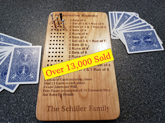 Frustration Rummy 5 Player Scoreboard with Peg Storage