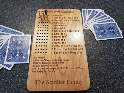 Frustration Rummy 5 Player Scoreboard with Peg Storage
