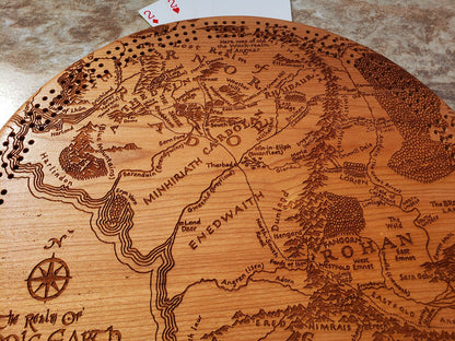 Middle Earth Round Cribbage Board