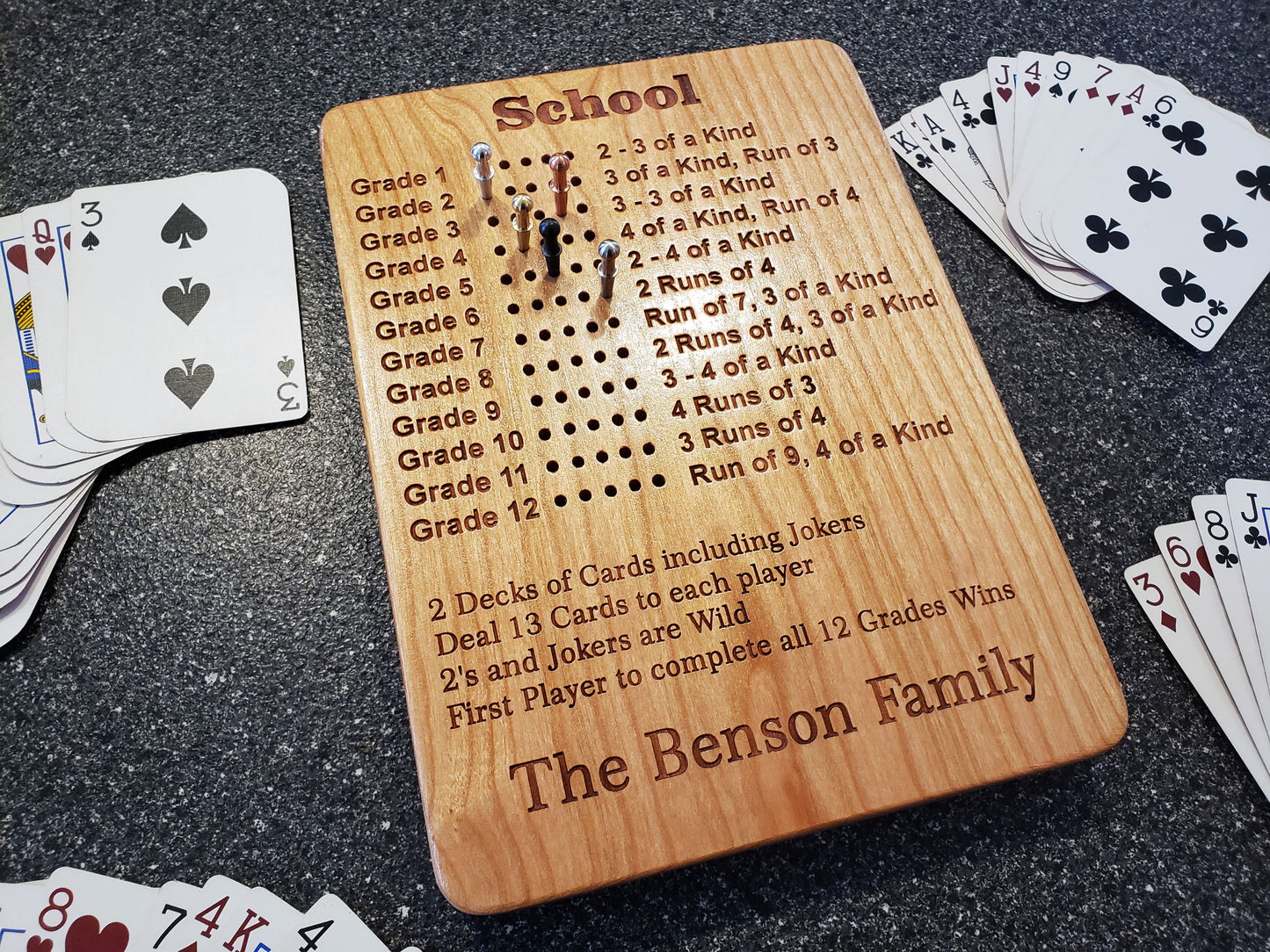 School Rummy Scoreboard with Peg Storage