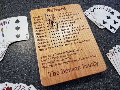 School Rummy Scoreboard with Peg Storage