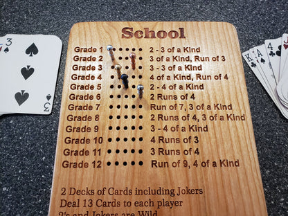 School Rummy Scoreboard with Peg Storage