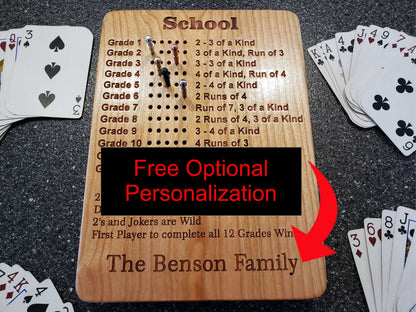 School Rummy Scoreboard with Peg Storage