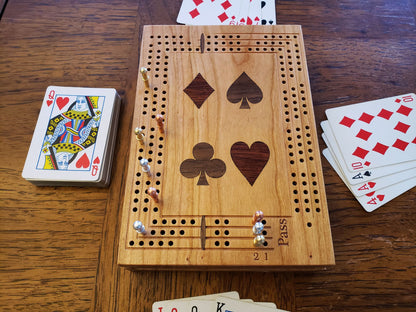 Travel Cribbage Board - Suits