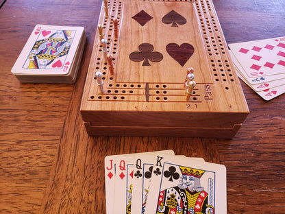 Travel Cribbage Board - Suits